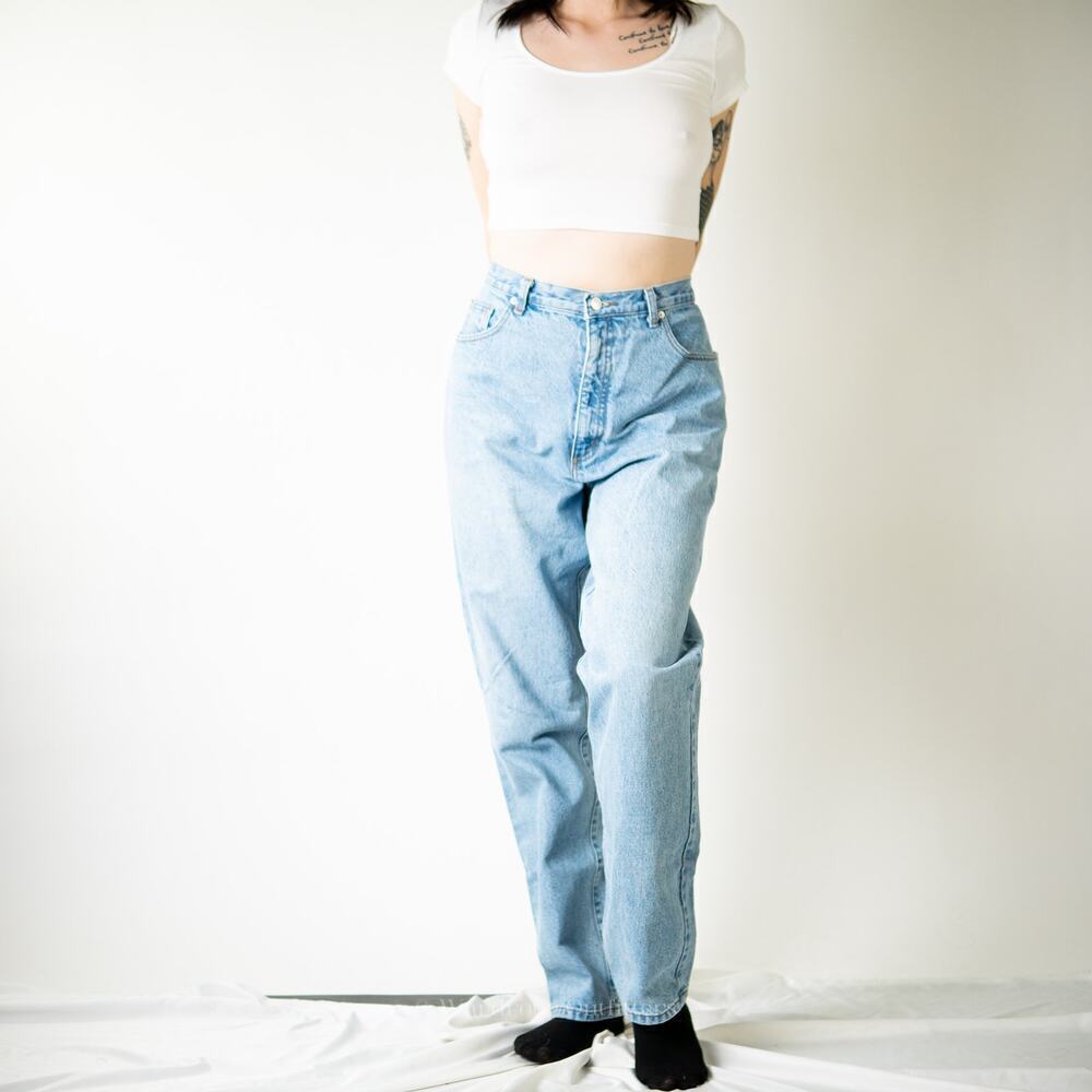 Vintage 90s Guess Jeans High Rise Faded Distressed Straight Leg Jeans - Picture 5 of 11